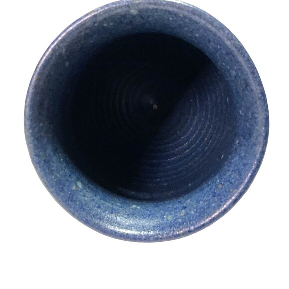 0RGY HORN STUDIO POTTERY GOBLET IRISH SPECKLED CLAY BLUE GLAZE HANDHELD VESSEL - Picture 7 of 9